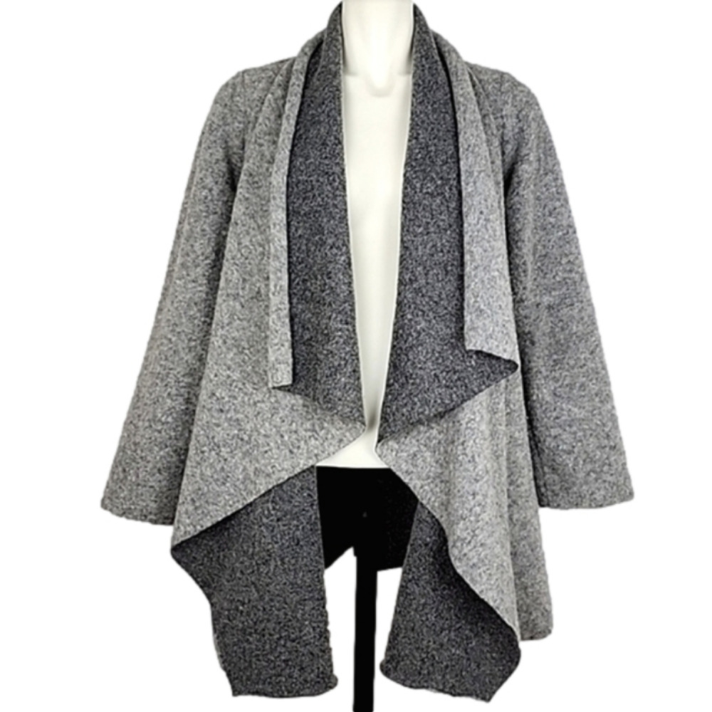 Marisa & Marie Open Front Waterfall Cardigan Wool Blend Two Tone Grey S